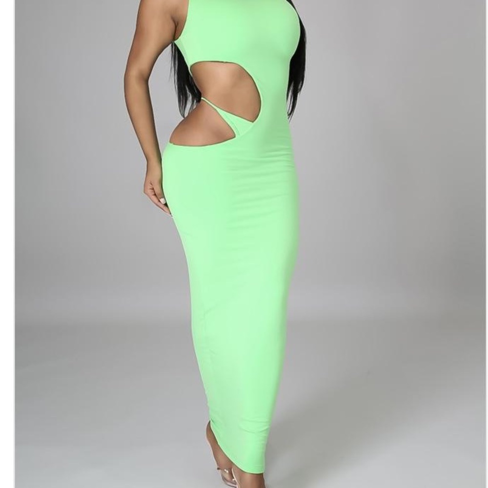 Sleeveless long bodycon dress stretchy cutout